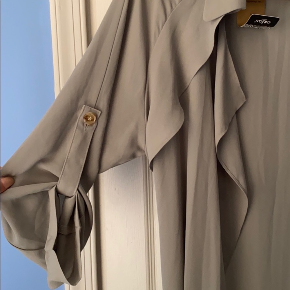 Light Green Ruffle Button Sleeve Jacket - image 2